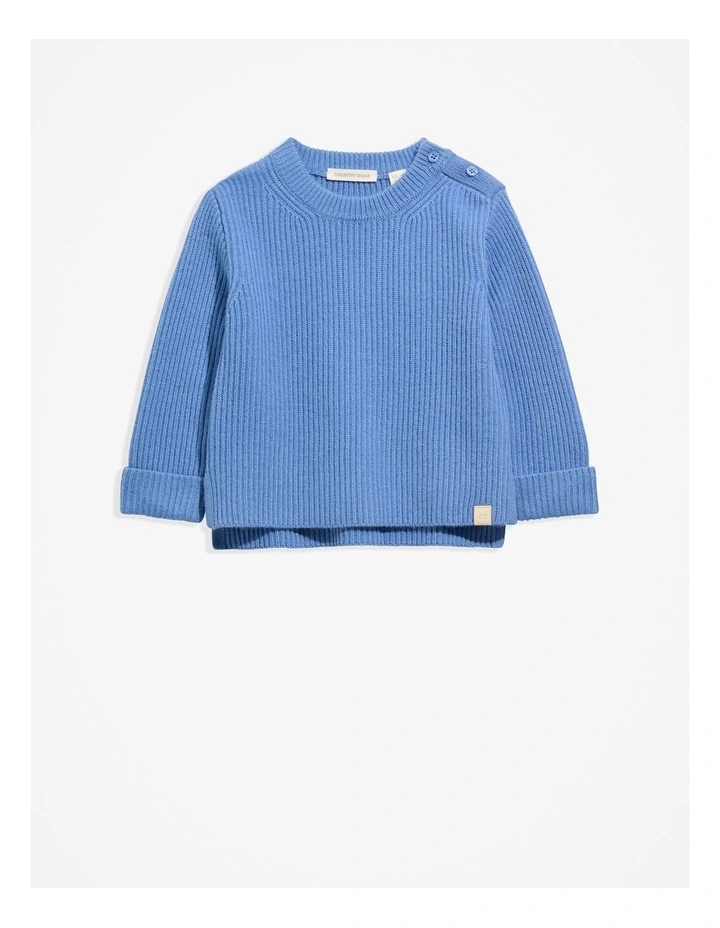 Rib Knit Pullover in French Blue image 1