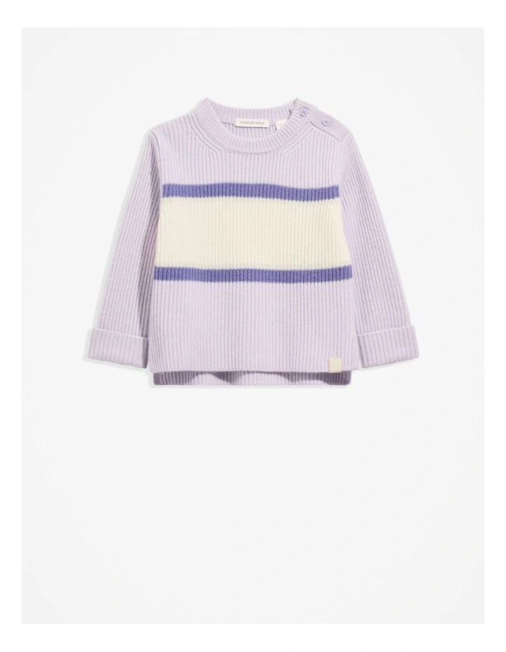 Rib Knit Pullover in Lilac Stripe image 1