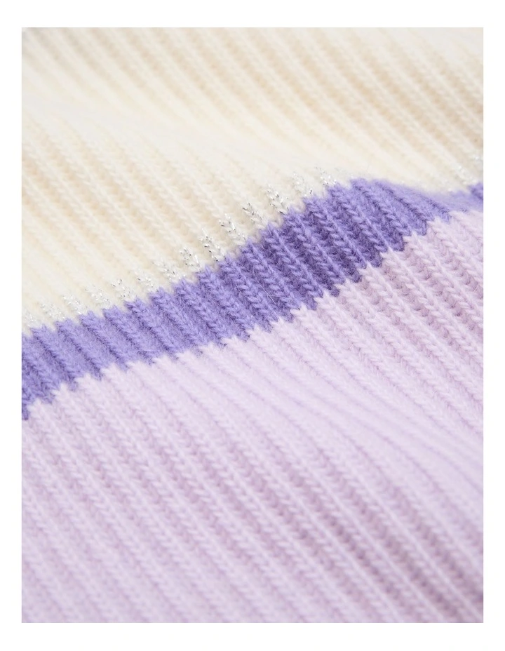 Rib Knit Pullover in Lilac Stripe image 2