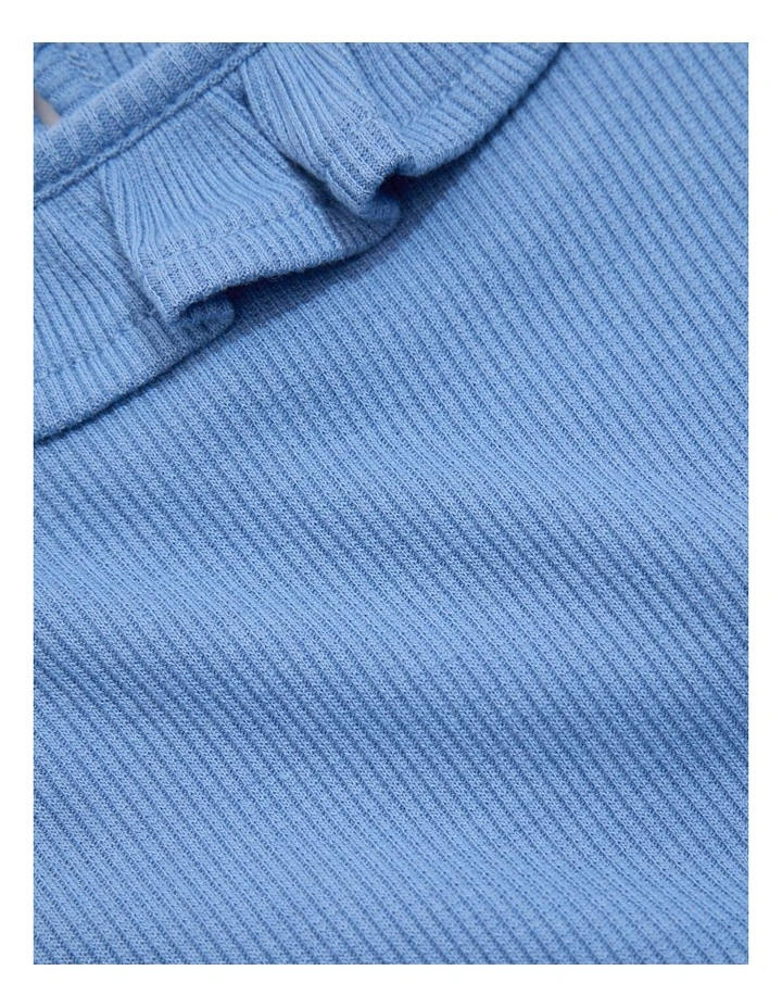 Recycled Polyester Blend Soft Frill T-shirt in French Blue image 2