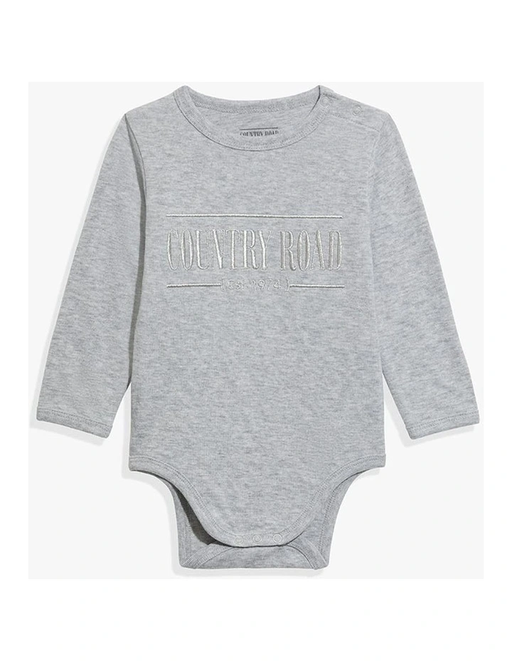 Unisex Cotton Heritage Long Sleeve Bodysuit in Metallic LGM image 1