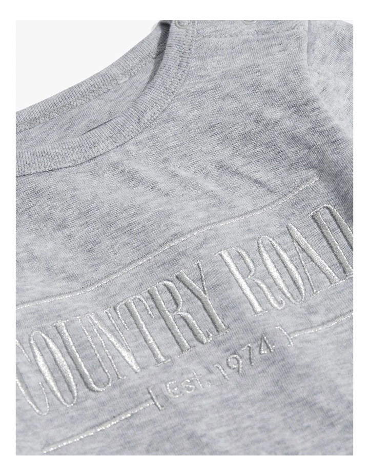 Unisex Cotton Heritage Long Sleeve Bodysuit in Metallic LGM image 2