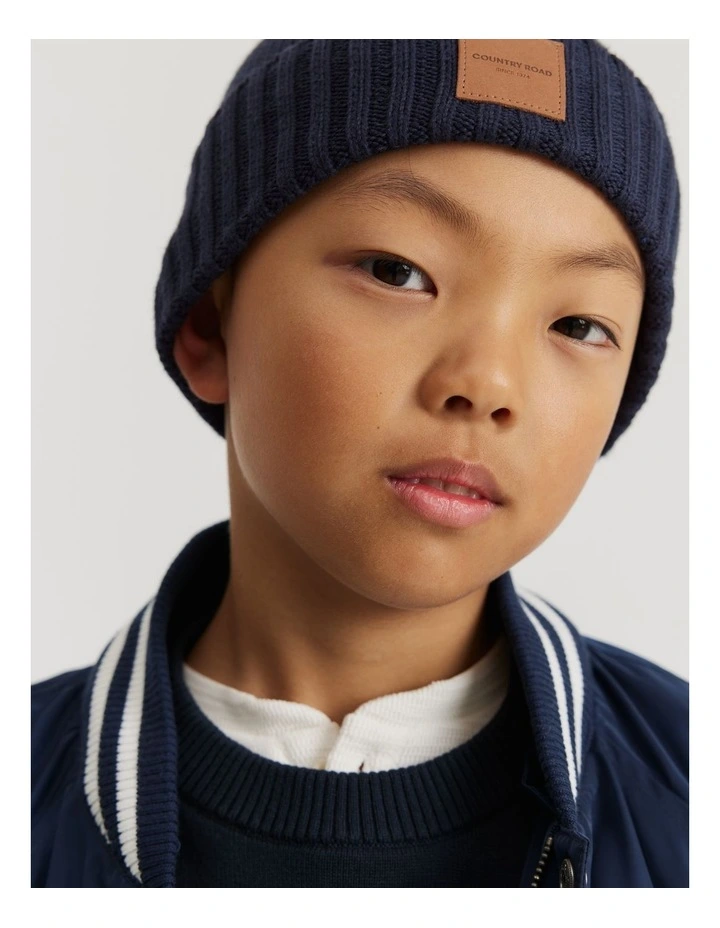 Patch Logo Beanie in Navy image 2