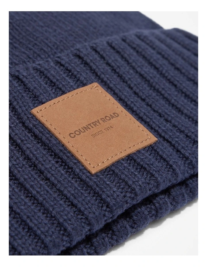 Patch Logo Beanie in Navy image 3