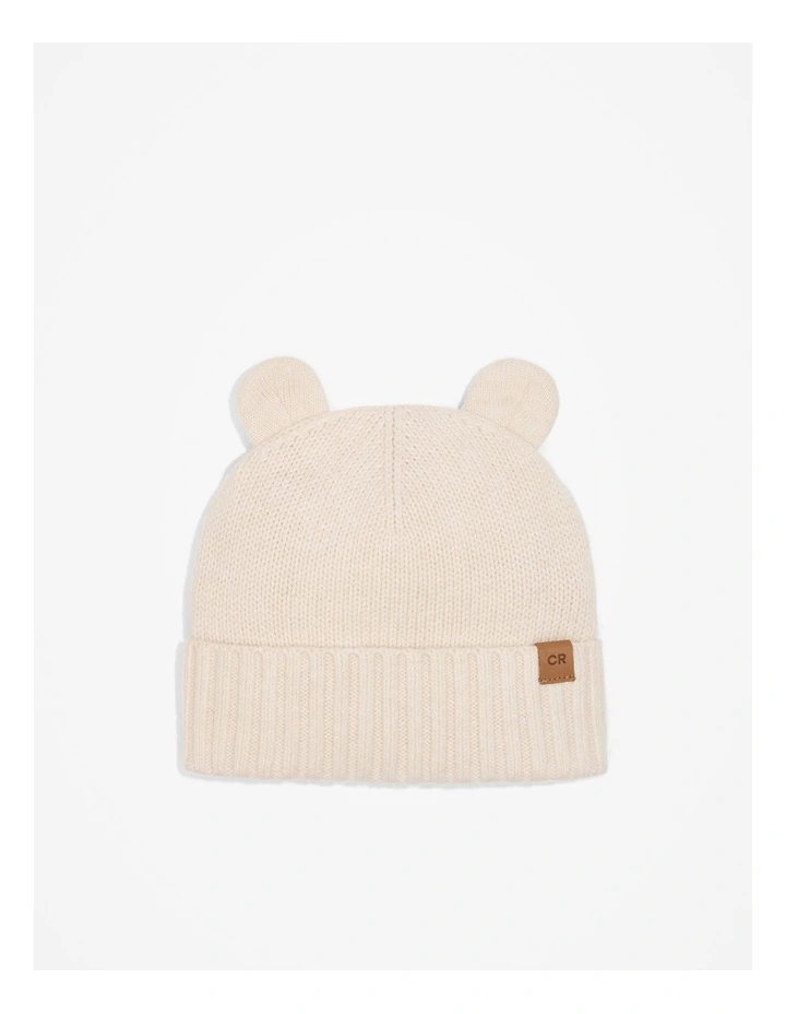 Bear Knit Beanie in Oatmeal Marle image 1