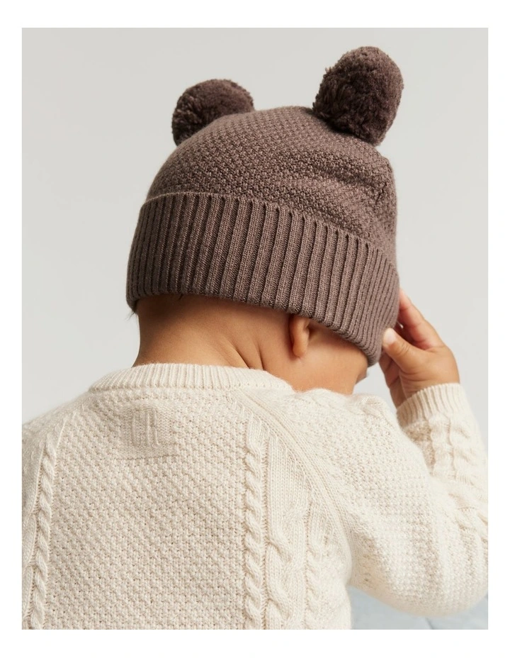 Knit Beanie in Chocolate image 2