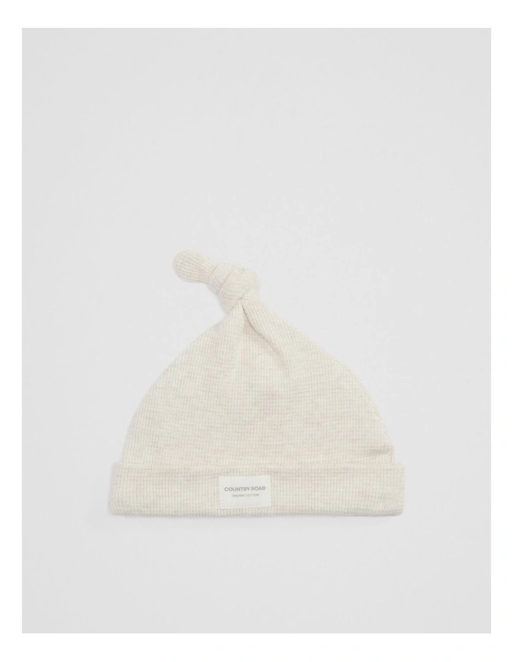Organic Waffle Beanie in Oatmeal Marle image 1