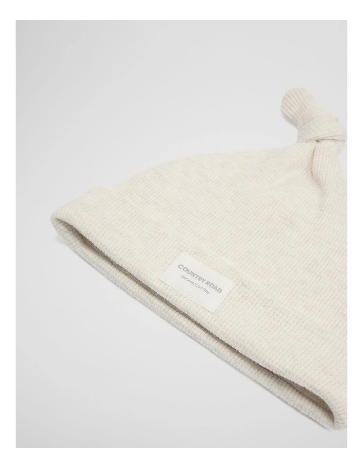 Organic Waffle Beanie in Oatmeal Marle image 2