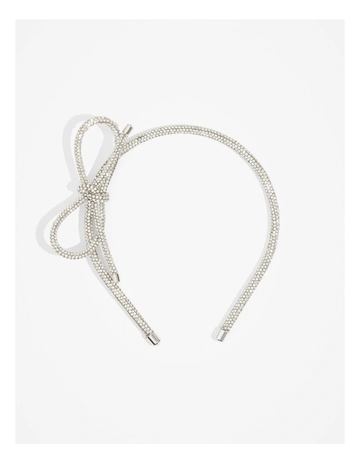 Crystal Bow Headband in Silver image 1