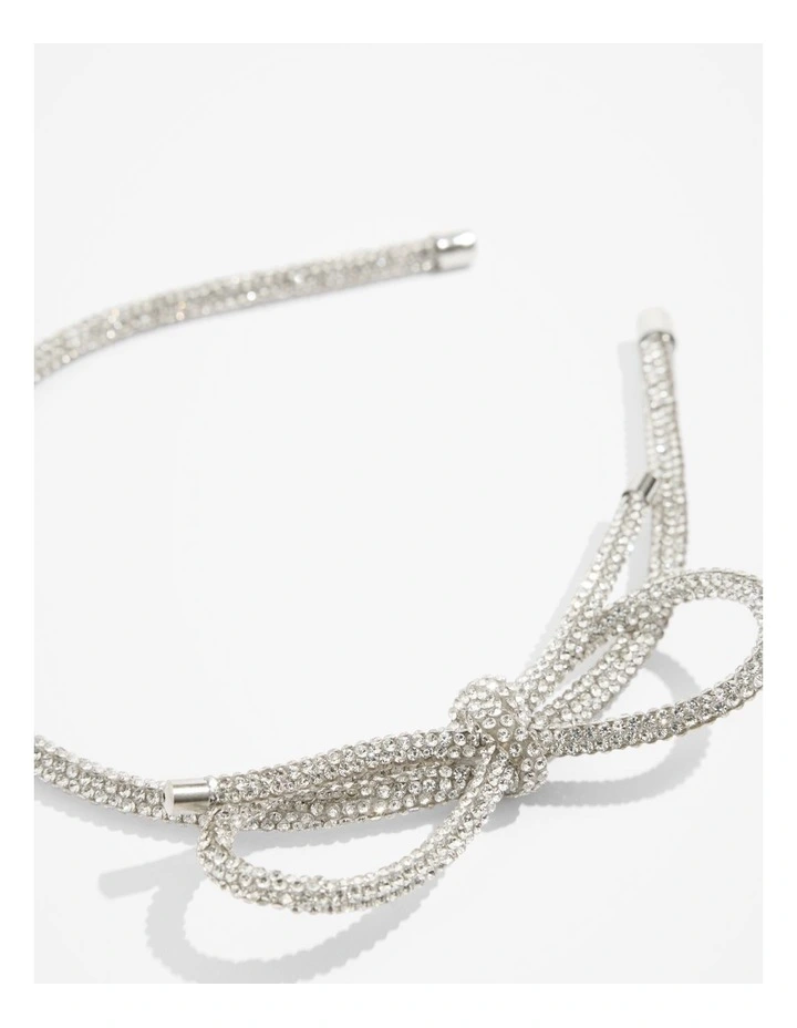 Crystal Bow Headband in Silver image 2