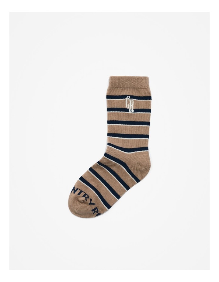 Organically Grown Cotton Blend Varsity Socks in Mushroom Natural