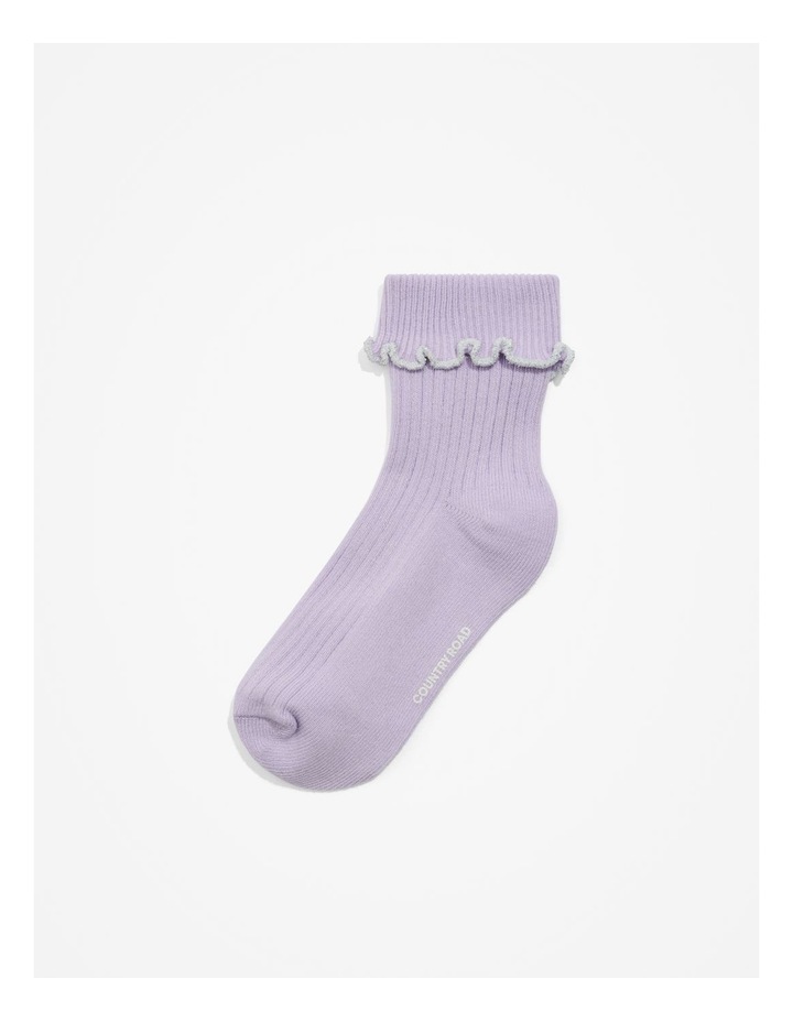 Organically Grown Cotton Blend Frill Socks in Lilac