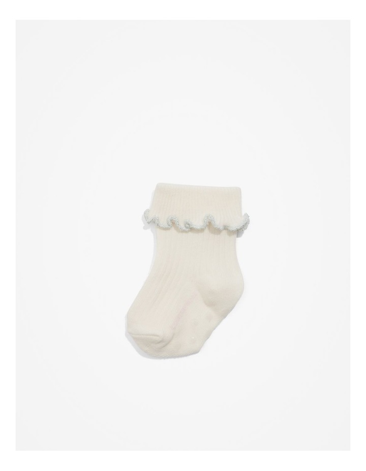 Organically Grown Cotton Blend Frill Sock in Marshmallow White