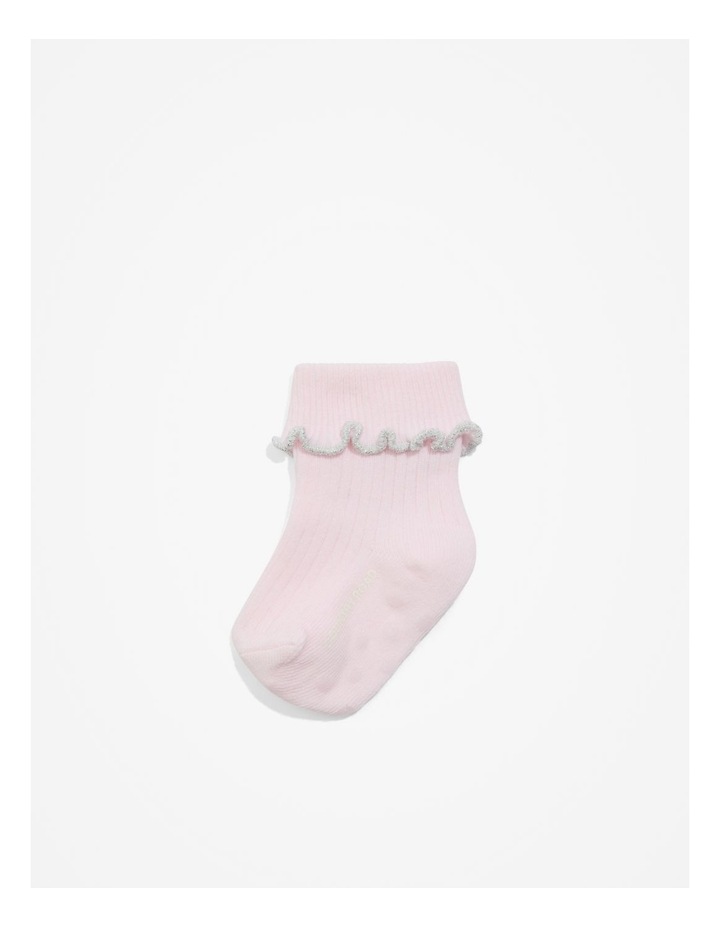 Organically Grown Cotton Blend Frill Sock in Mineral Pink