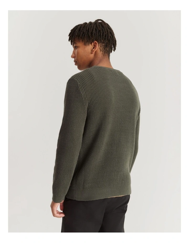 Teen Cotton Waffle Knit in Khaki Green image 4