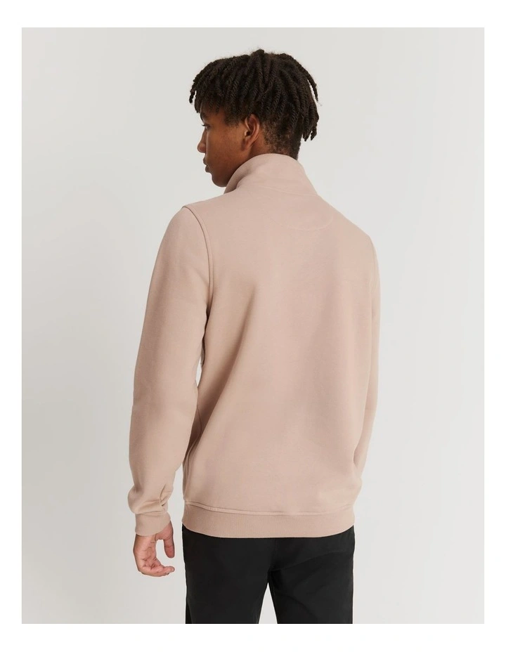 Teen Verified Australian Cotton Heritage Half Zip Sweat in Mushroom image 4