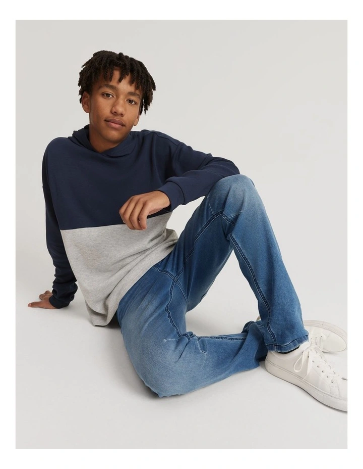Teen Cotton Blend Logo Hooded T-Shirt in Light Grey Marle image 1