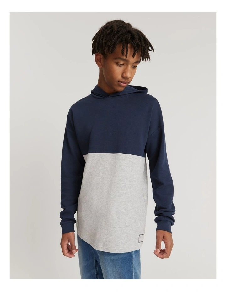 Teen Cotton Blend Logo Hooded T-Shirt in Light Grey Marle image 2