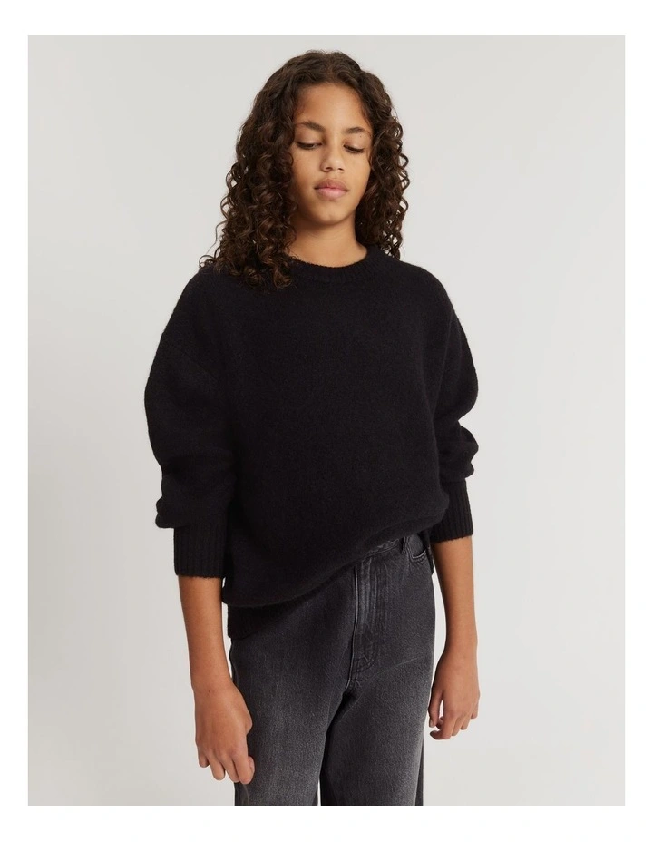 Country Road Teen Fluffy Knit Pullover in Black MYER