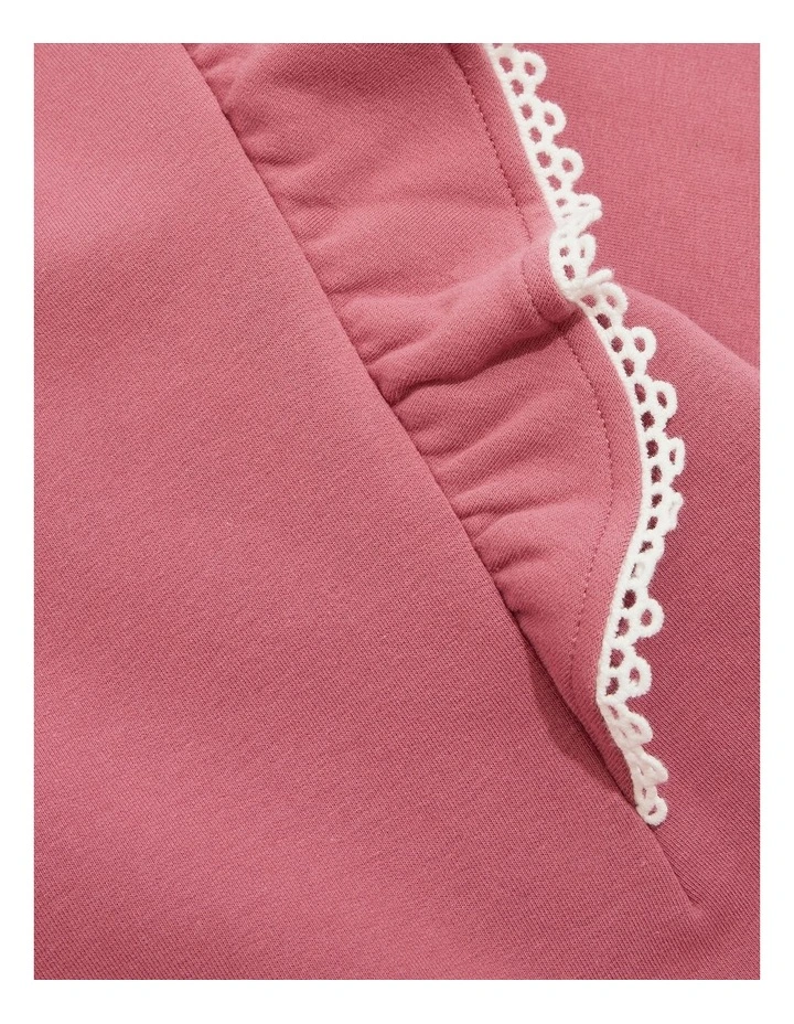 Organically Grown Cotton Embroidered Sweat Dress in Deep Rose image 5