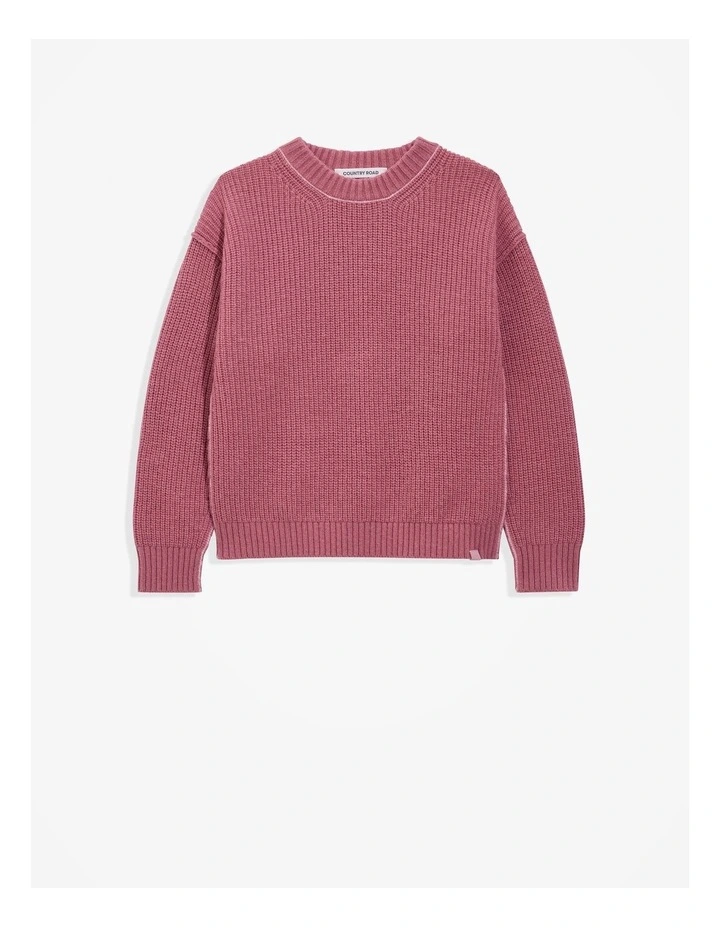 Contrast Knit Pullover in Deep Rose image 4