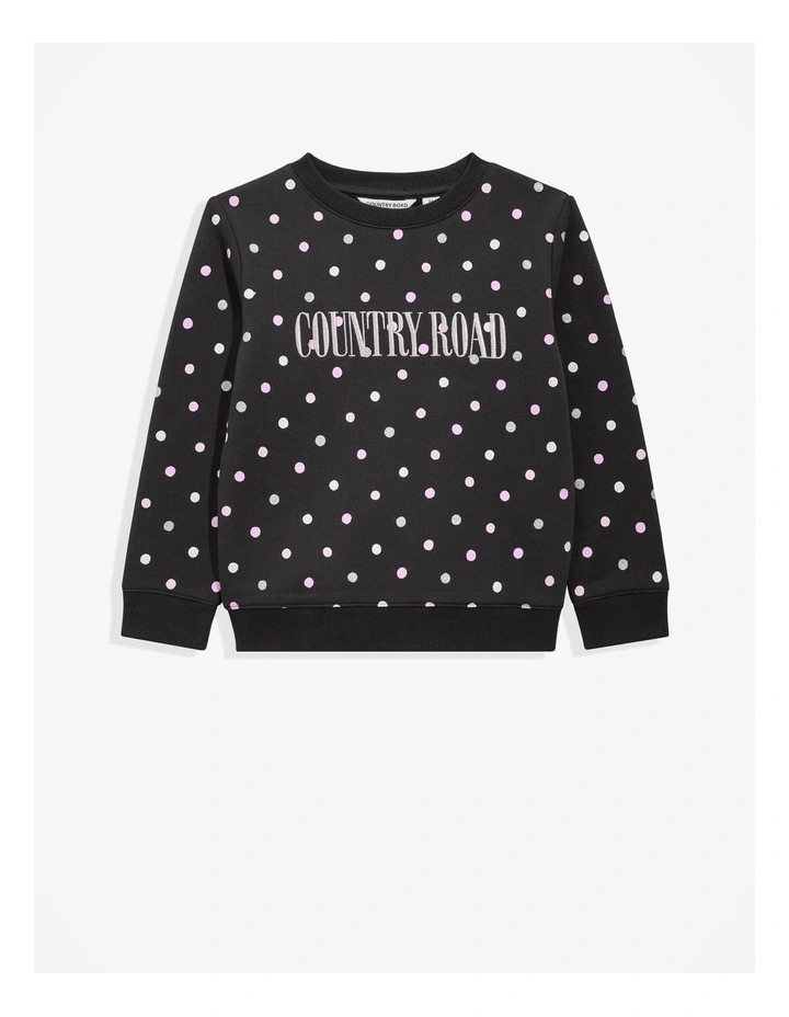 Verified Australian Cotton Heritage Sweat in Multi Spot Black image 1