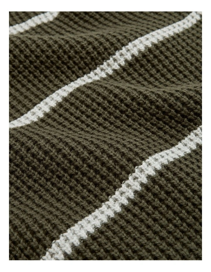 Organically Grown Cotton Stripe Textured Knit in Khaki Green image 5
