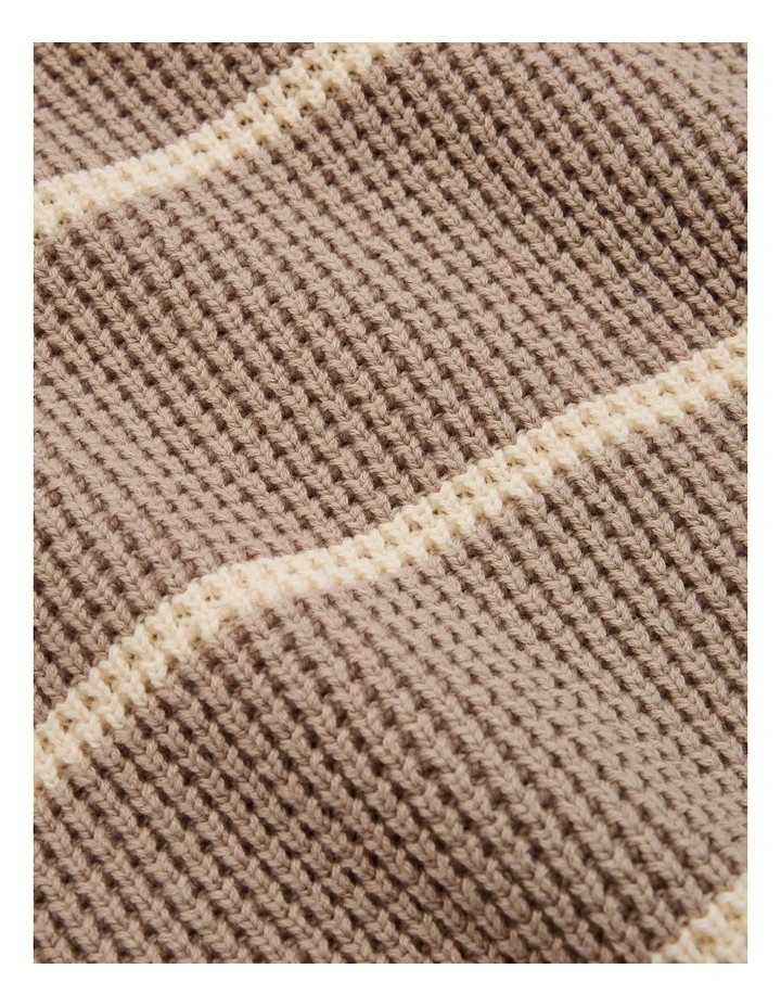 Organically Grown Cotton Stripe Textured Knit in Mushroom image 5