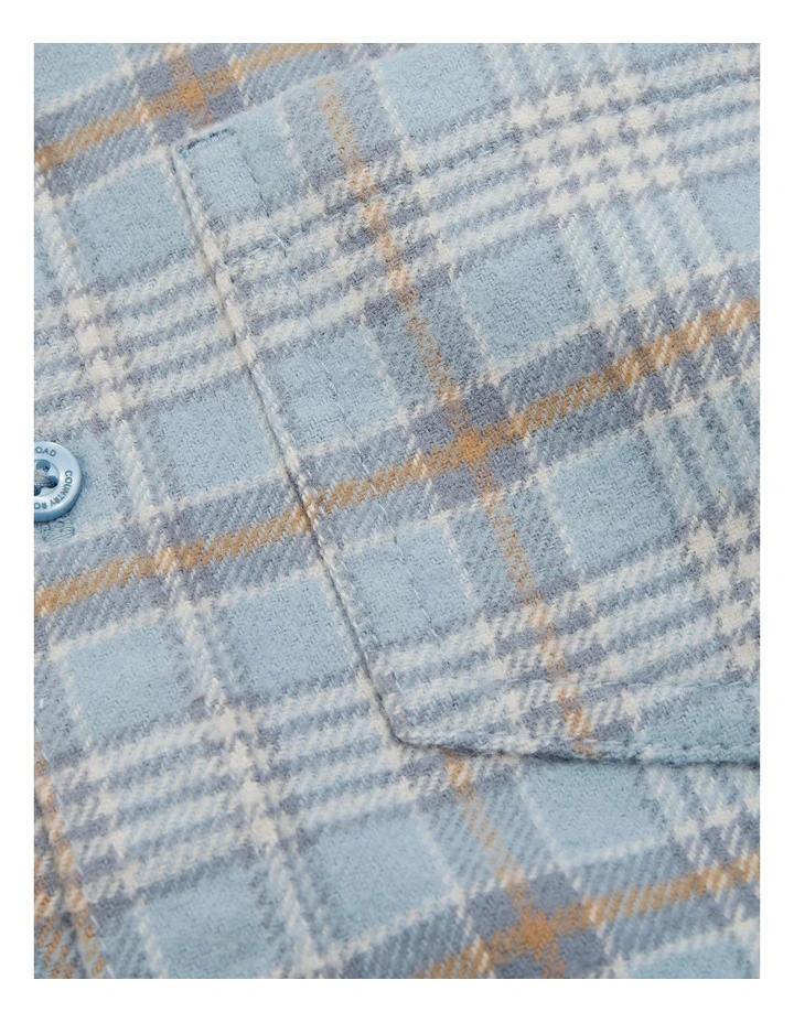 Cotton Check Shirt in Washed Blue image 5