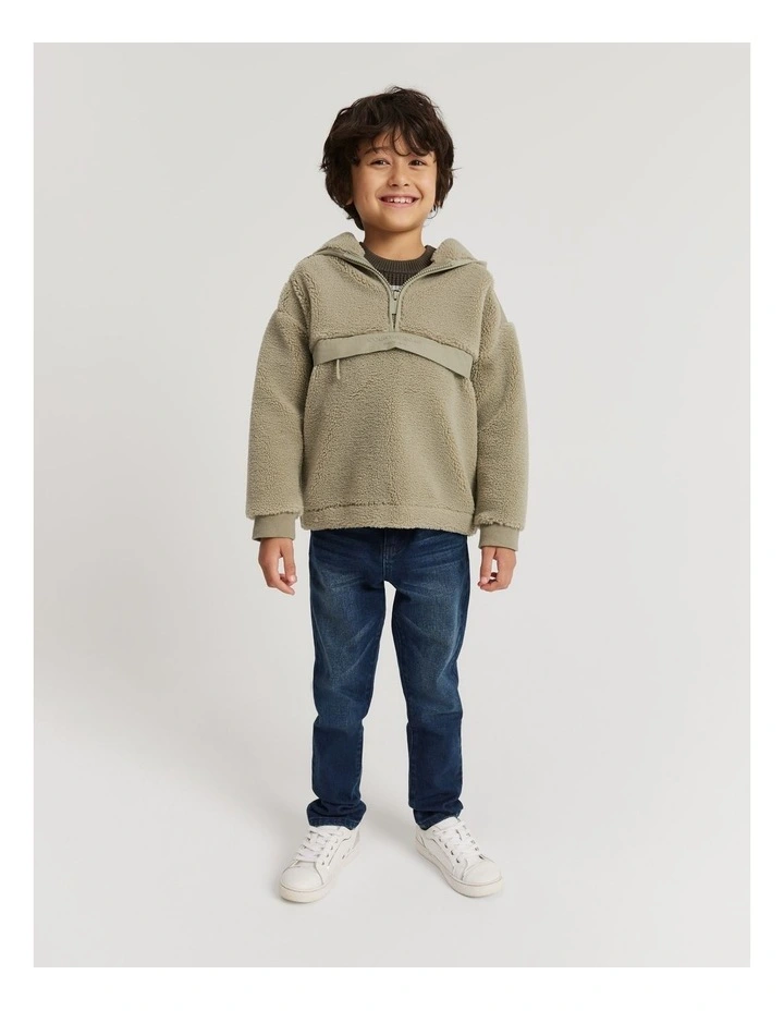 Sherpa Half Zip Sweat in Fern Green image 1