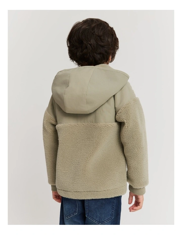 Sherpa Half Zip Sweat in Fern Green image 3