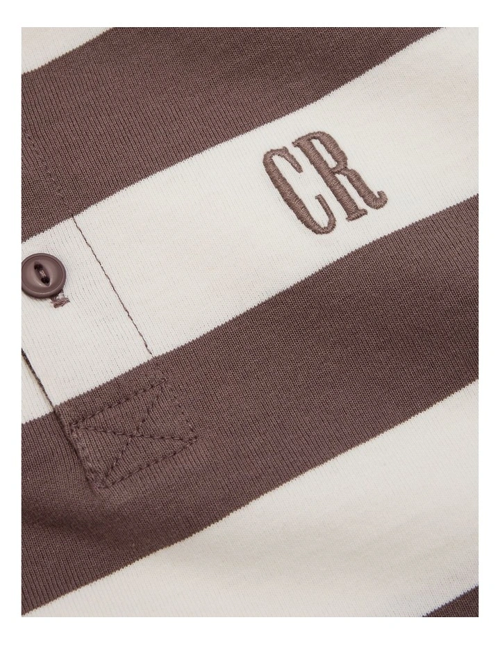Organically Grown Cotton Long Sleeve Block Stripe Rugby Sweat in Chocolate image 5
