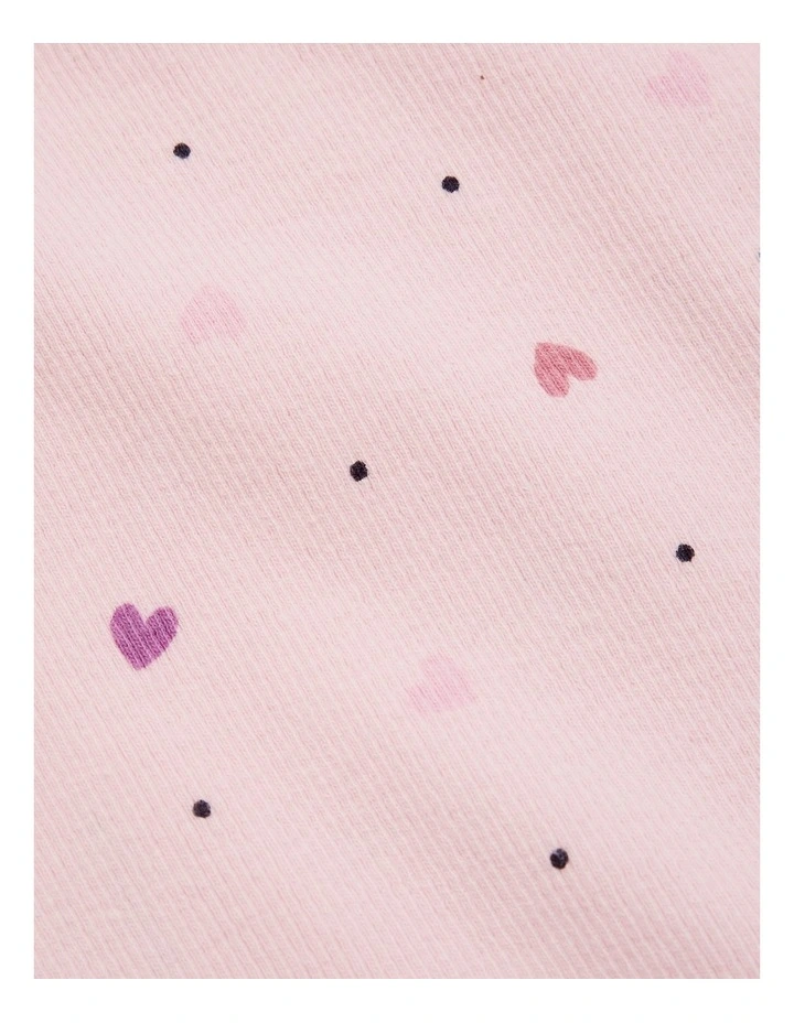Cotton Frill Rib Long Sleeve Bodysuit in Multi Heart image 2
