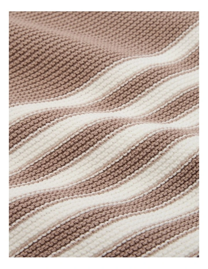 Organically Grown Cotton Stripe Knit Long Sleeve Bodysuit in Mushroom image 5