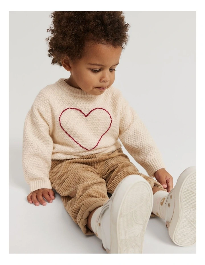 Heart Knit Pullover in Parchment image 1