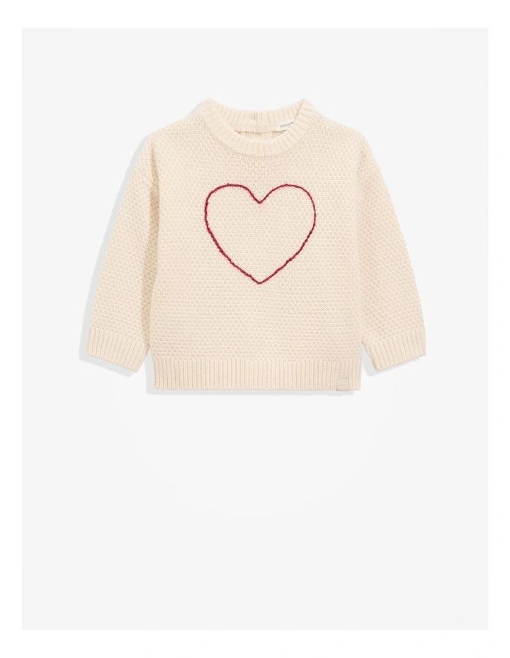 Heart Knit Pullover in Parchment image 4