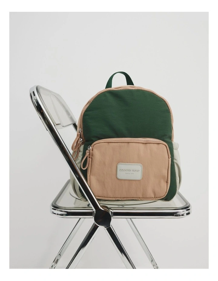 Recycled Nylon Backpack in Khaki Green image 2