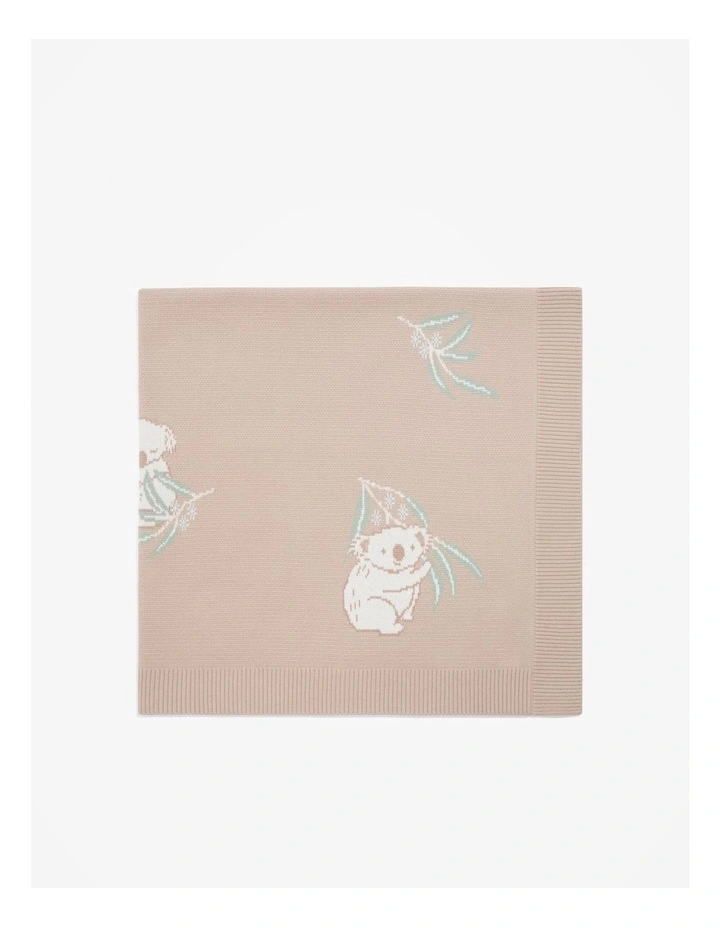 Organically Grown Cotton Koala Knit Blanket in Mushroom image 1