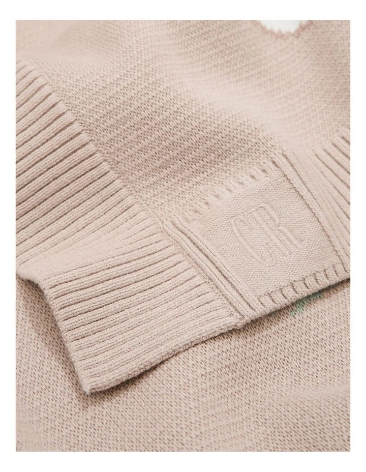 Organically Grown Cotton Koala Knit Blanket in Mushroom image 2