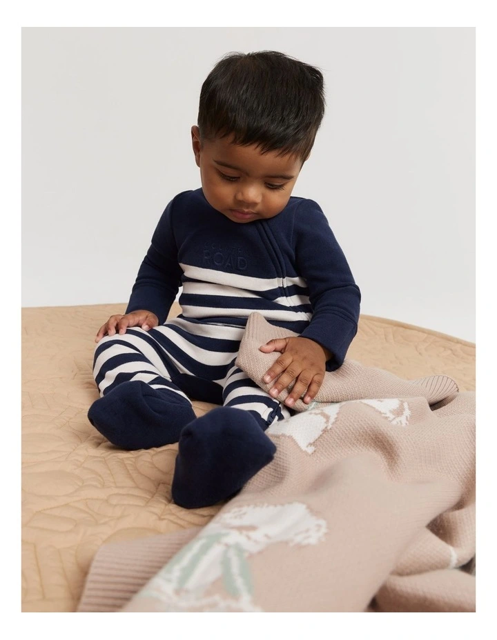 Organically Grown Cotton Koala Knit Blanket in Mushroom image 3