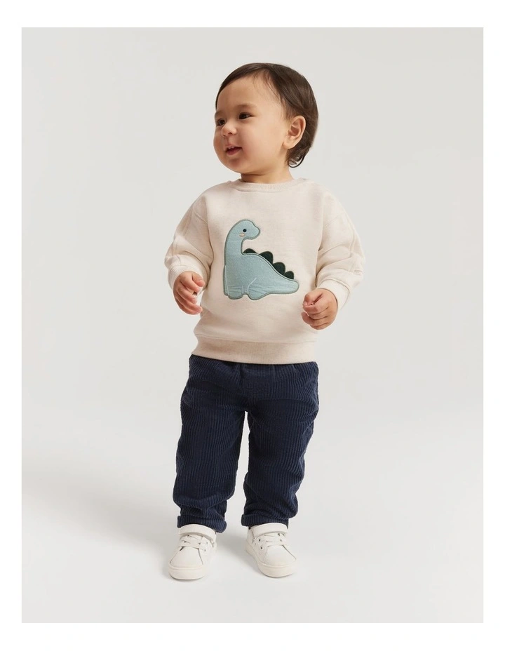 Organically Grown Cotton Dino Sweat in Oatmeal Marle image 2