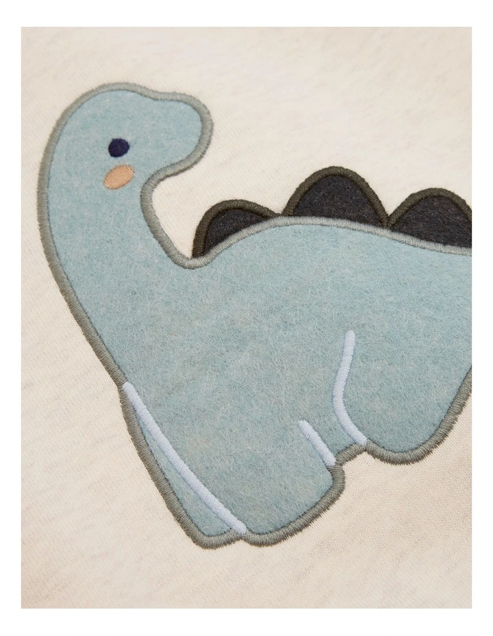 Organically Grown Cotton Dino Sweat in Oatmeal Marle image 5