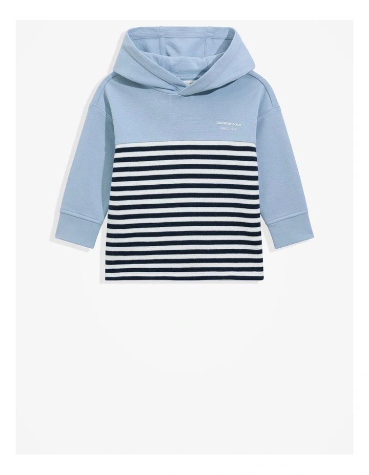 Cotton Logo Hooded T-Shirt in Washed Blue image 1