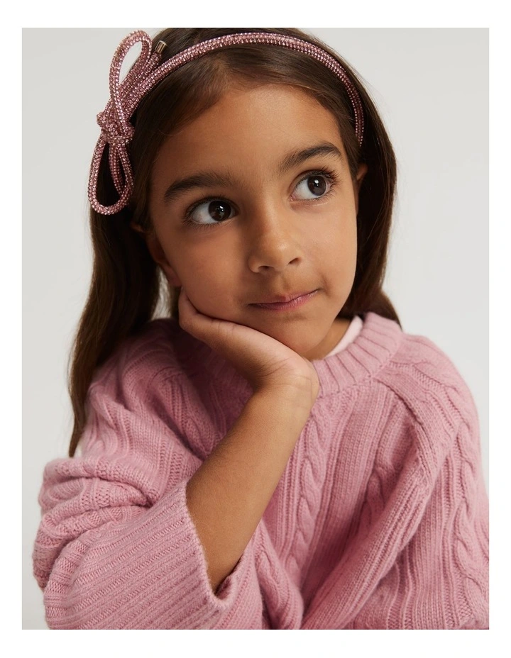 Crystal Bow Headband in Mineral Pink image 2