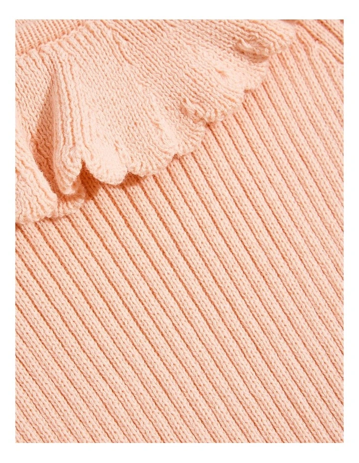 Frill Neck Knit Dress in Antique Pink image 5