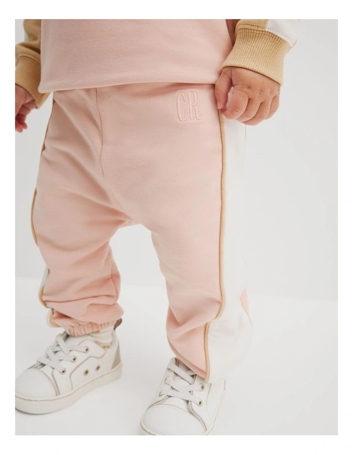 Cotton Spliced Sweat Pant in Antique Pink image 3