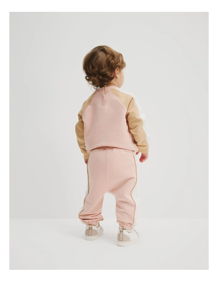 Cotton Spliced Sweat Pant in Antique Pink image 4