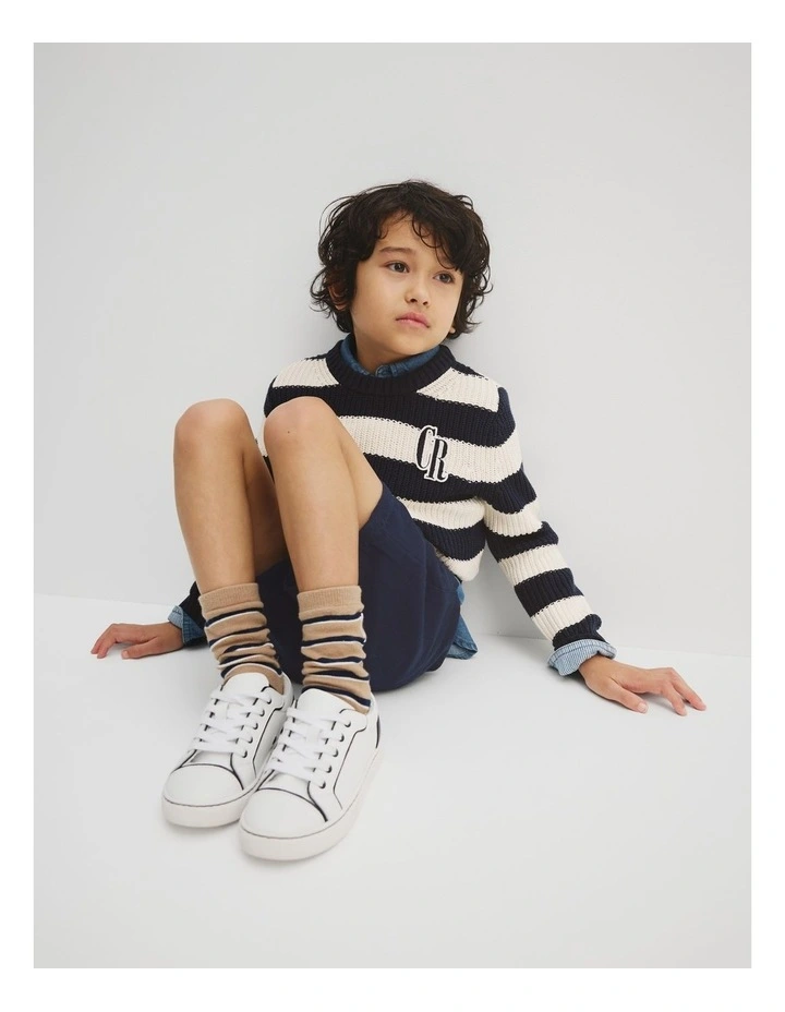 Organically Grown Cotton Classic Stripe Knit in Cream image 1