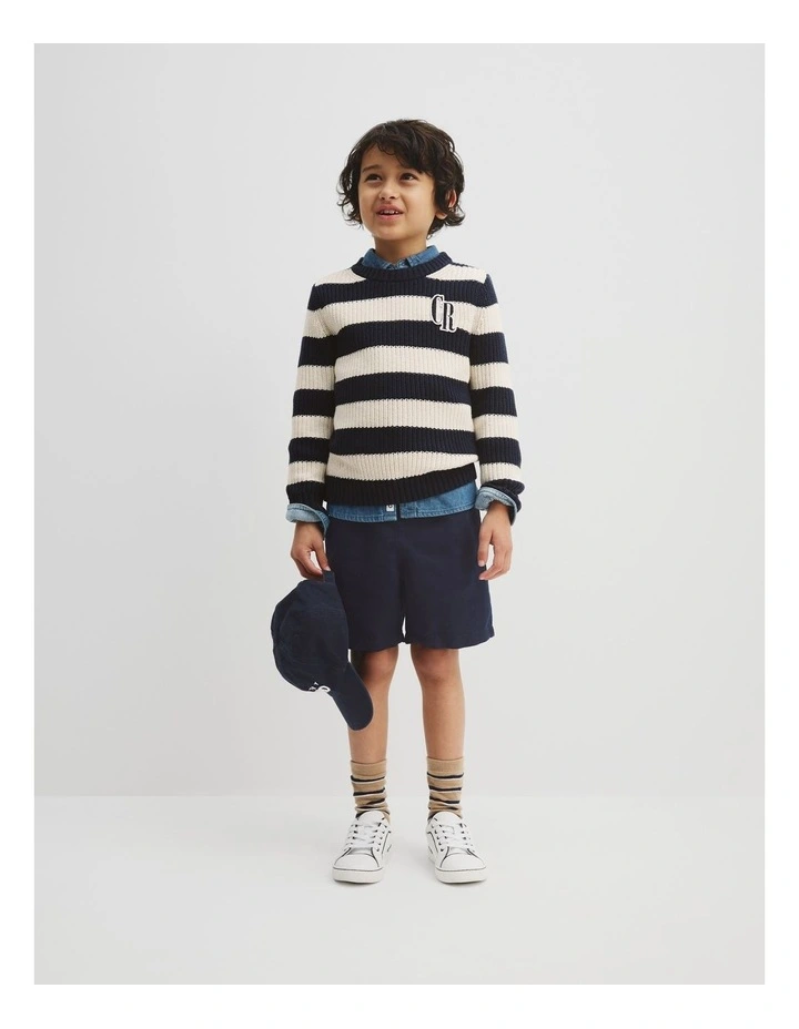 Organically Grown Cotton Classic Stripe Knit in Cream image 2