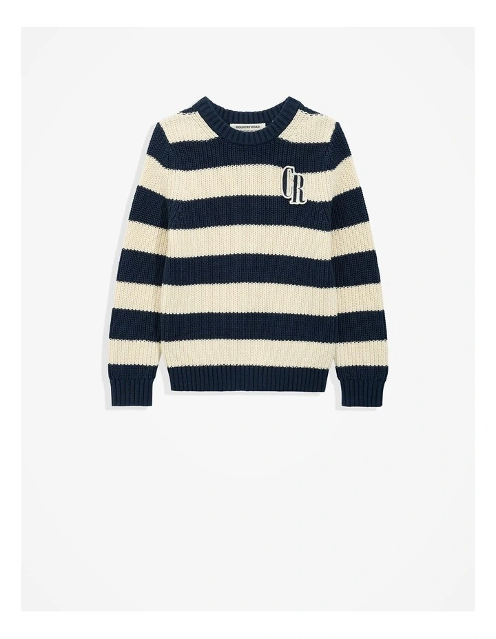 Organically Grown Cotton Classic Stripe Knit in Cream image 5